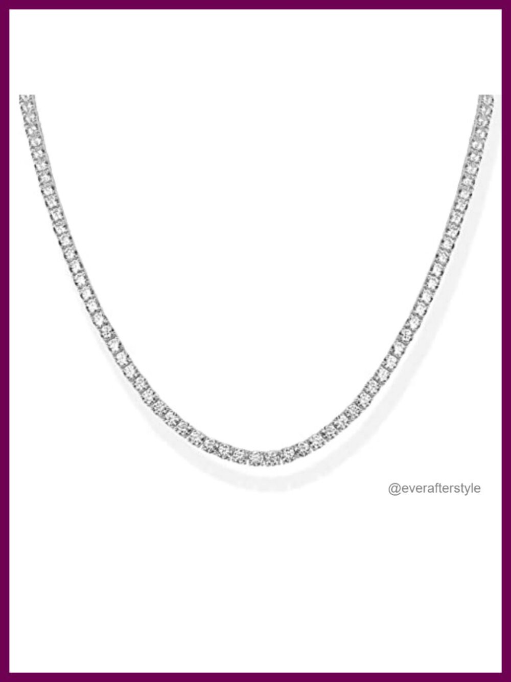 14K Gold Plated 3mm Simulated Diamond Tennis Necklace 18" for Women